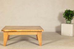 Vintage Mango Wood Coffee Table with Drawer and Tapered Legs