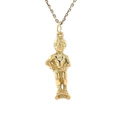 Vintage Manneken Pis Charm, Brussels Belgium Travel Charm in 18K Solid Gold