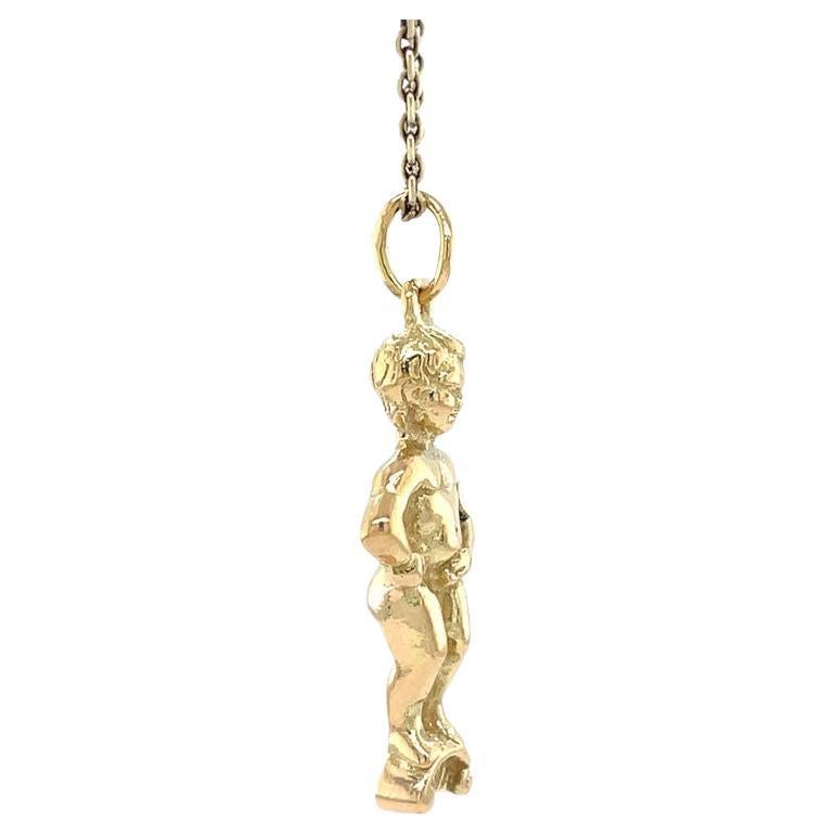 Charm vintage Manneken Pis, Charm da viaggio Bruxelles Belgio in oro massiccio 18 carati