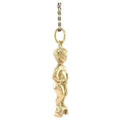 Vintage Manneken Pis Charm, Brussels Belgium Travel Charm in 18K Solid Gold