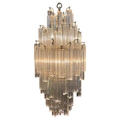 Vintage Manner of Venini Tiered Murano Chandelier, Italy, 1970s