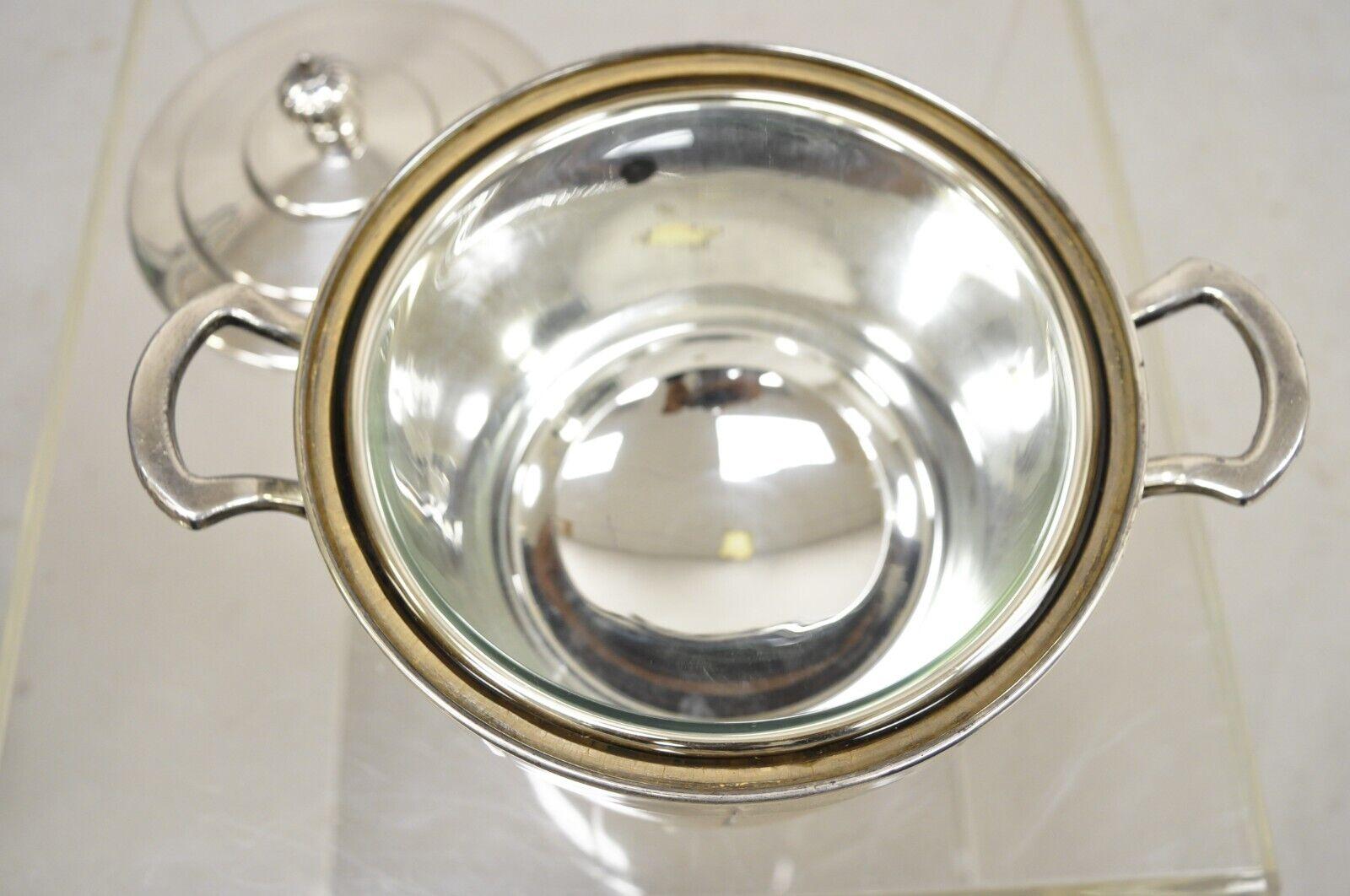 Vintage Manning-Bowman & Co Modern Silver Plated Lidded Ice Bucket For Sale 1