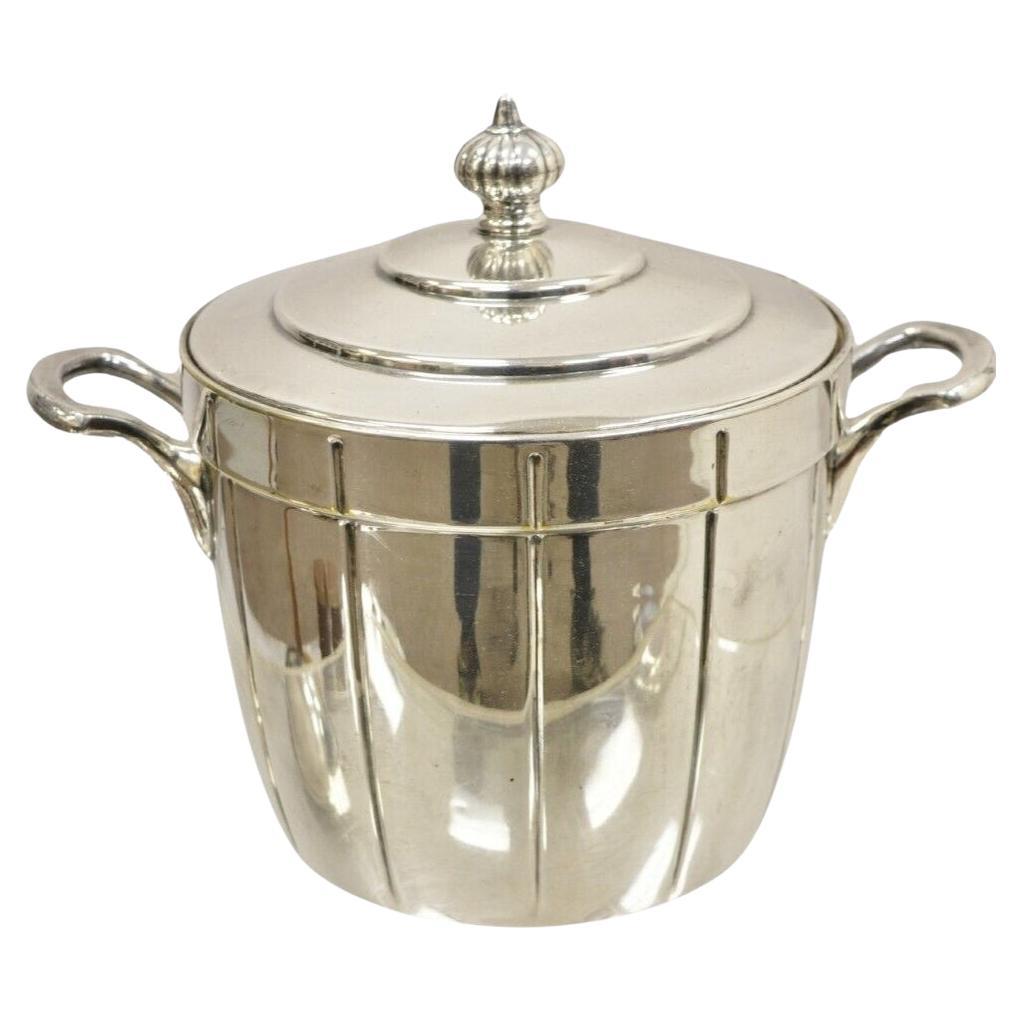 Vintage Manning-Bowman & Co Modern Silver Plated Lidded Ice Bucket For Sale