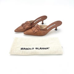 Vintage Manolo Blahnik  Mules con fiocco e frange con punta a gattino 39,5