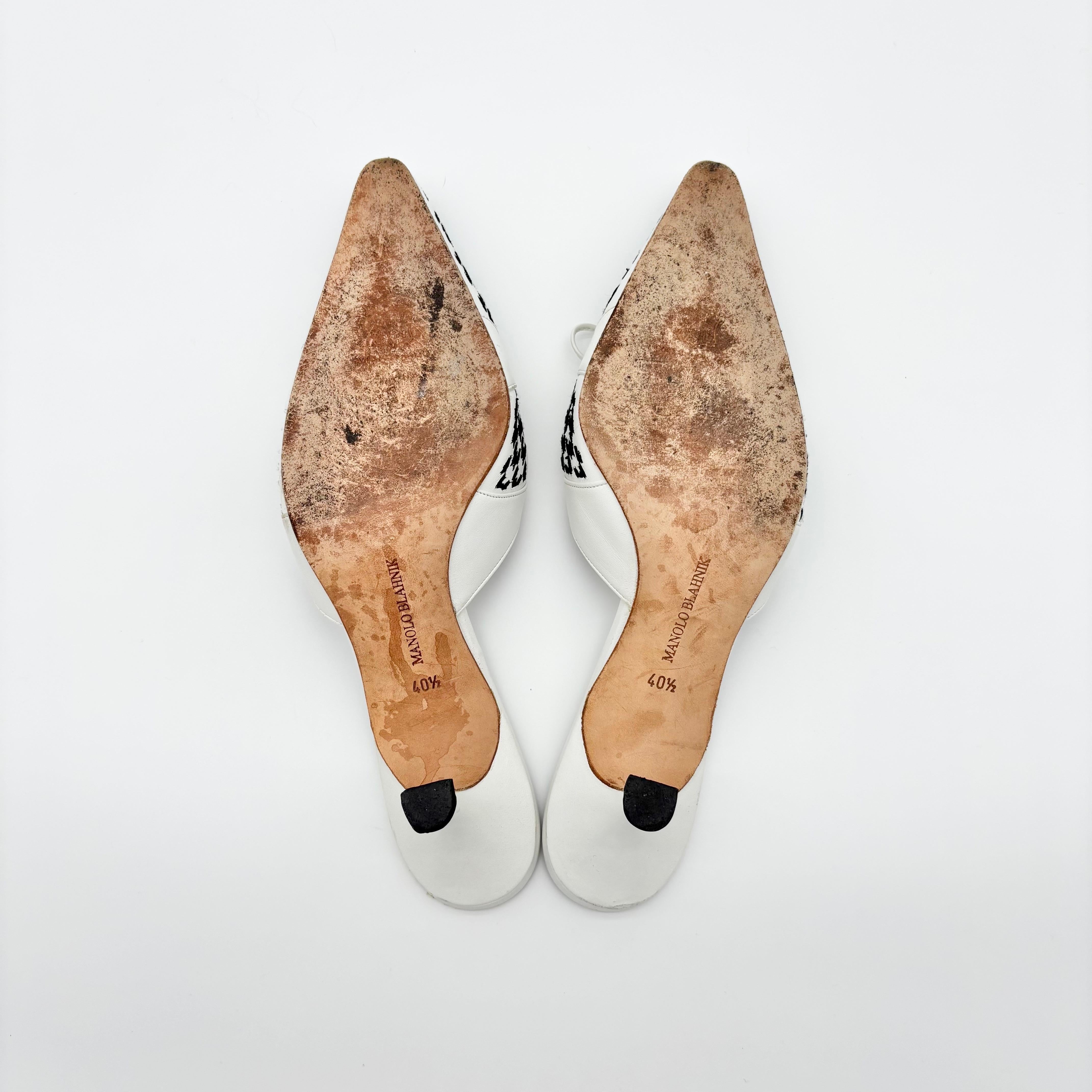 Vintage By Manolo Blahnik Hahnentritt Schleife Spitze Zehe Kitten Heel Mules Pumps 40.5 Damen im Angebot