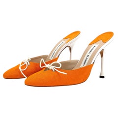 Vintage Manolo Blahnik Schnür-Mules mit Schleife, Pumps, Sandalen, Größe 36,5