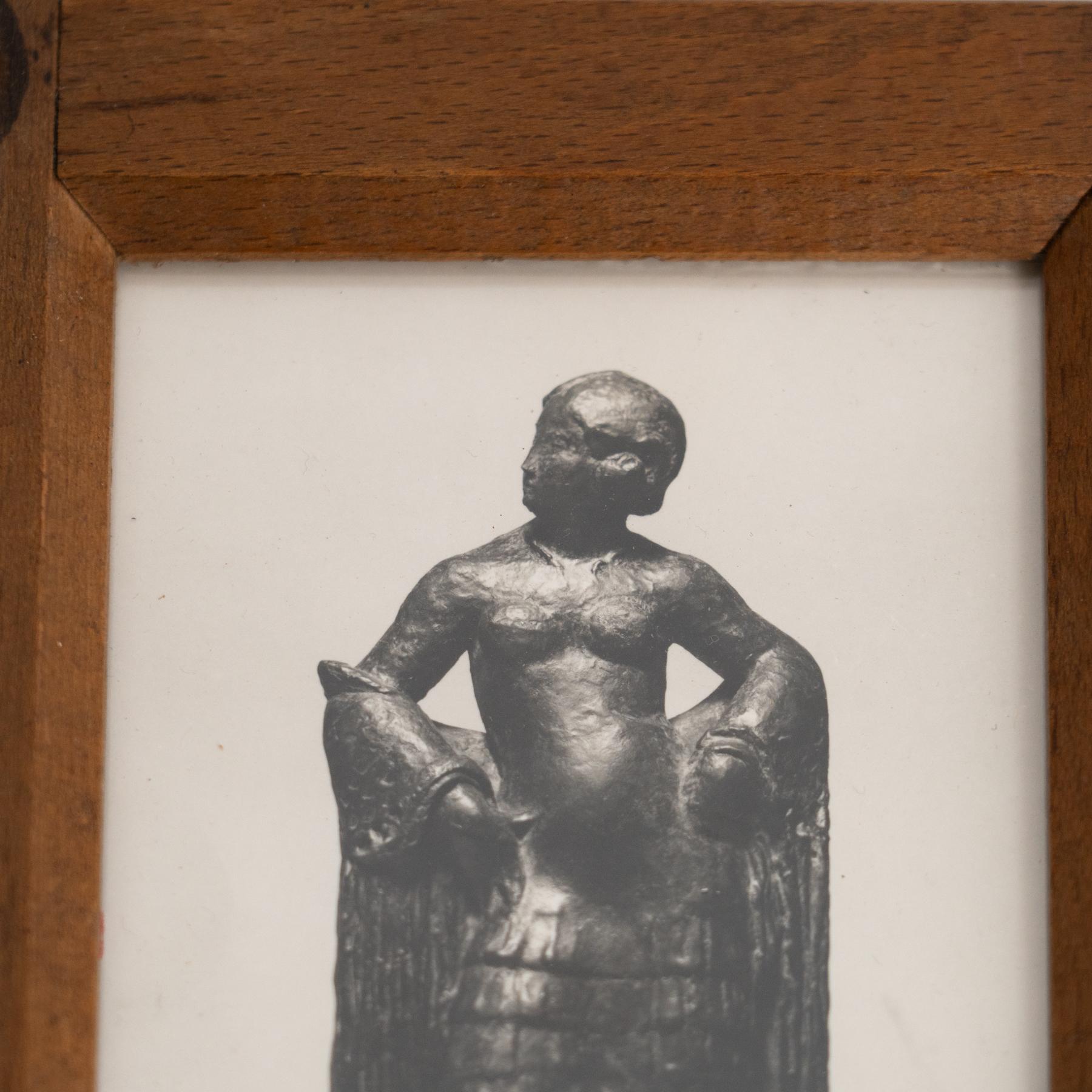 Vintage Manolo Hugué Schwarz-Weiß-Fotografie von Skulptur  CIRCA 1960  Gerahmt im Zustand „Gut“ im Angebot in Barcelona, Barcelona