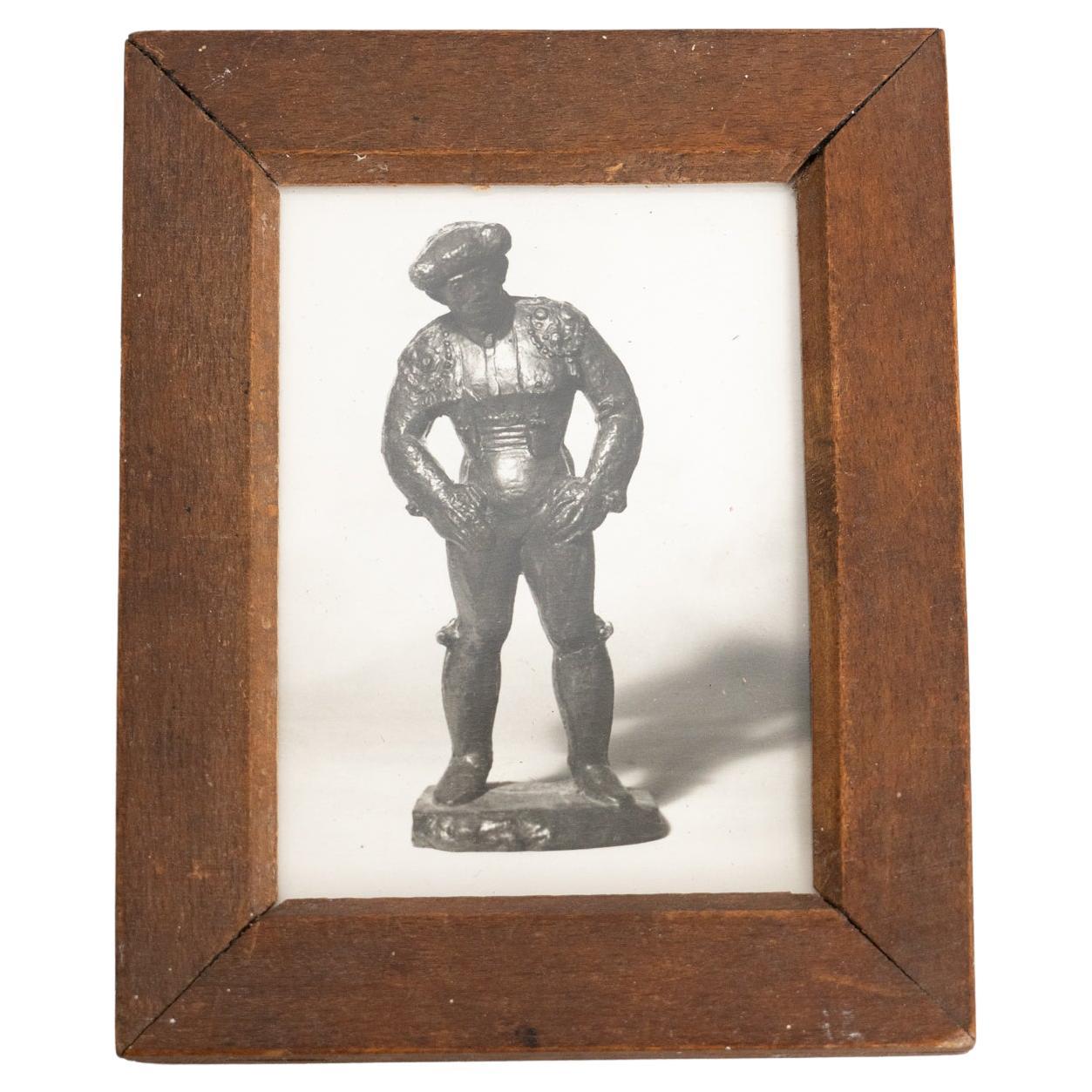 Vintage Manolo Hugué Black White Photography of Sculpture  Circa 1960  Encadré