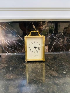 Vintage Mantel Carriege Brass Clock by London Clock Company 1970s