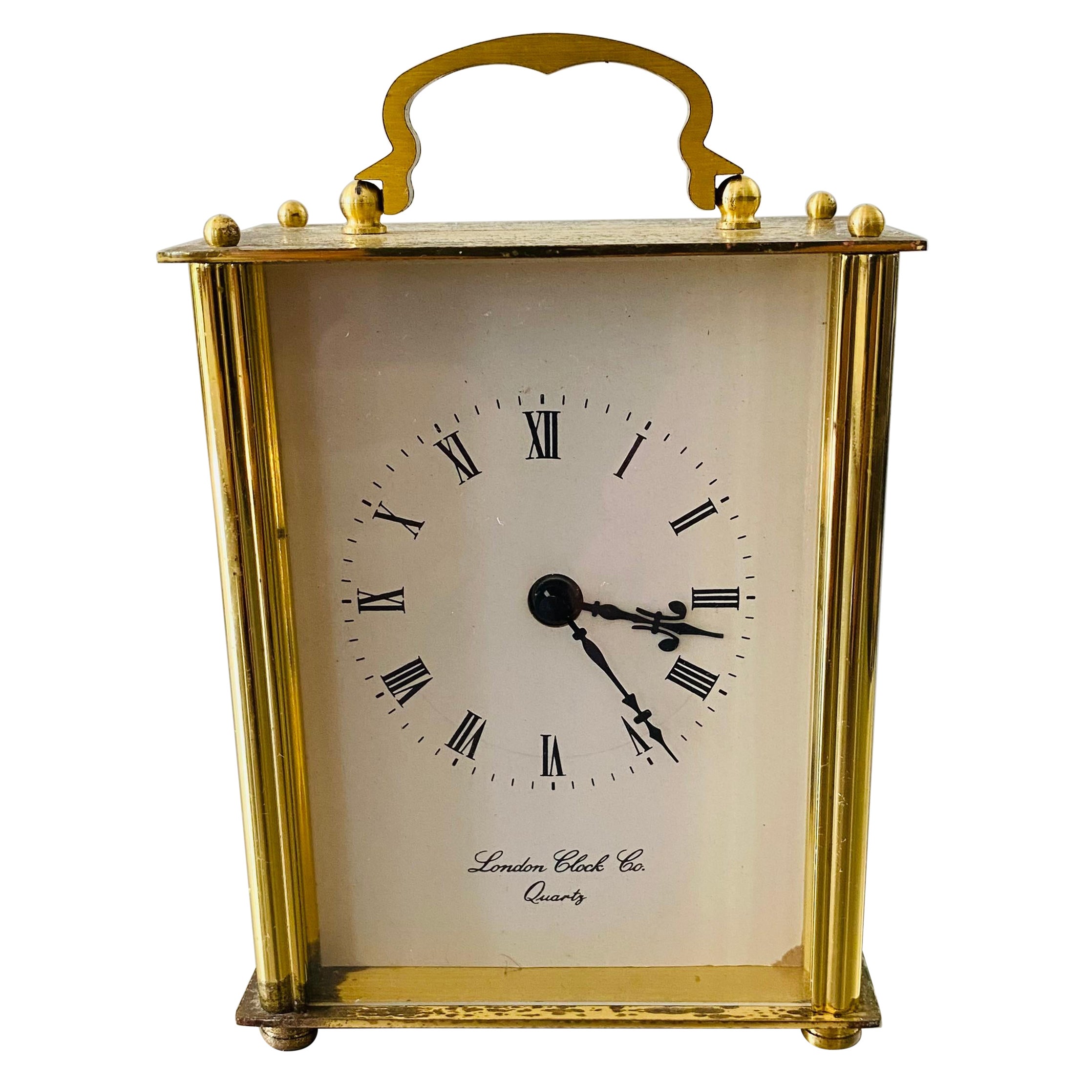 Reloj vintage de latón Carriege de London Clock Company Años 70