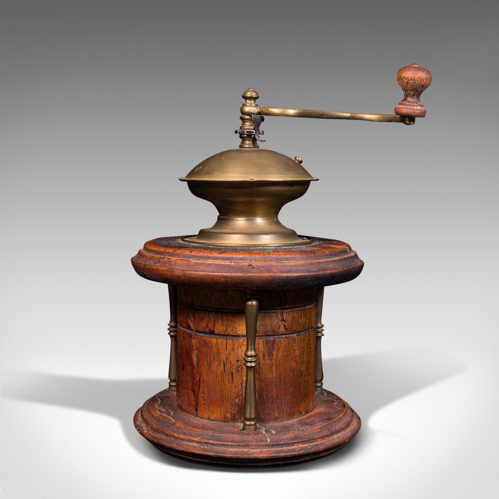 20th Century Vintage Manual Coffee Grinder, Continental, Fruitwood, Rotary Mill, Circa 1940