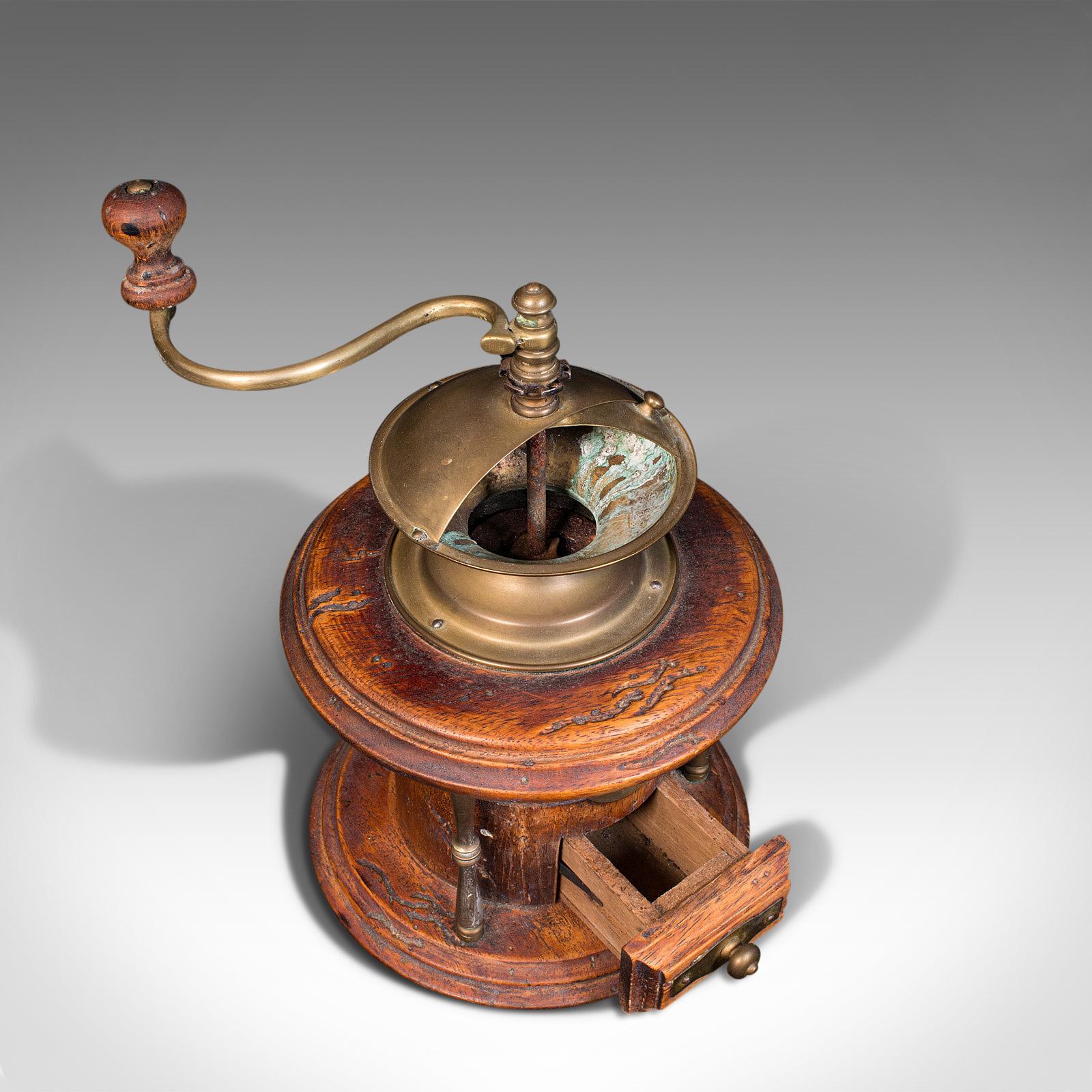 Vintage Manual Coffee Grinder, Continental, Fruitwood, Rotary Mill, Circa 1940 2