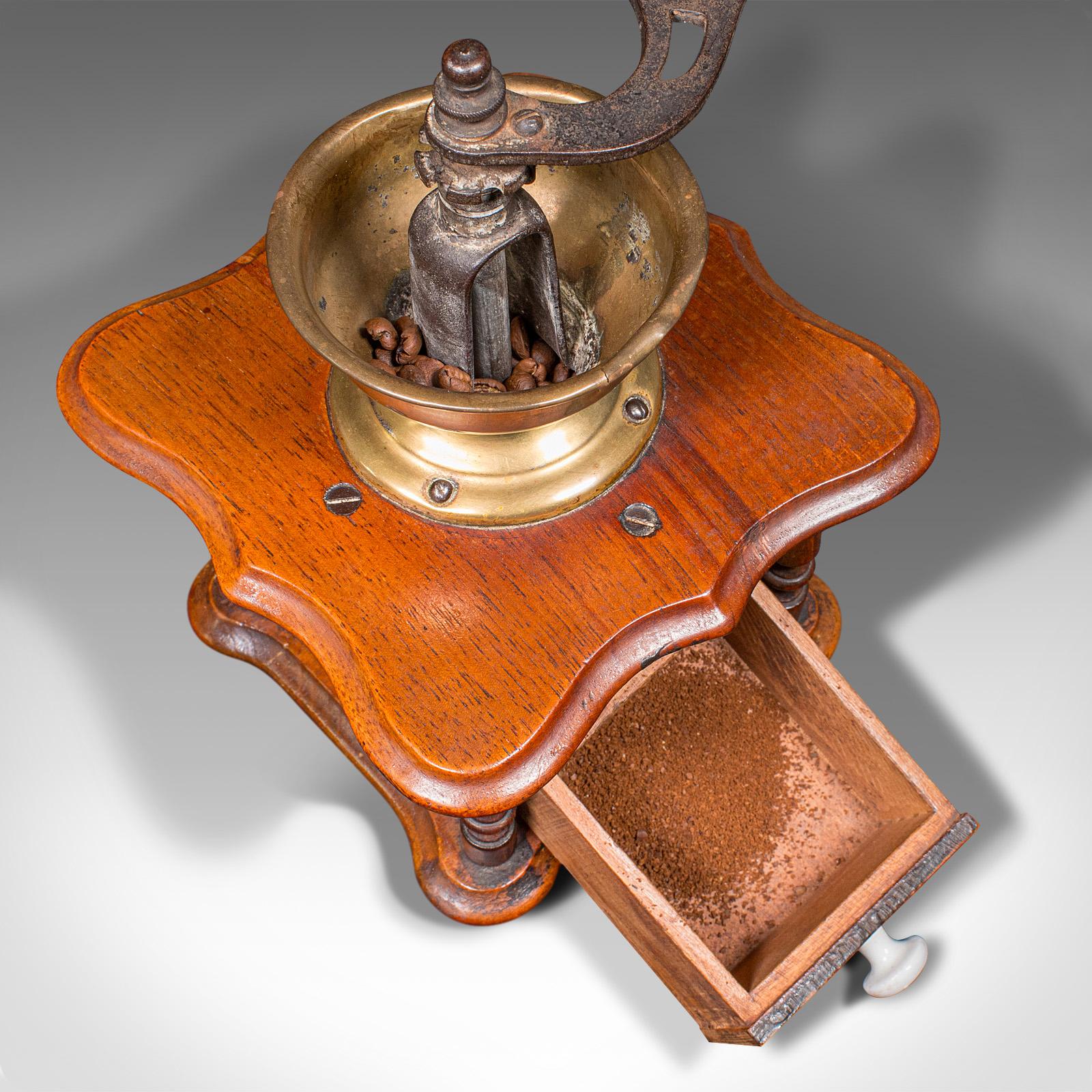 Vintage Manual Coffee Grinder, German, Oak, Rotary Bean Mill, Art Deco, C.1930 For Sale 6