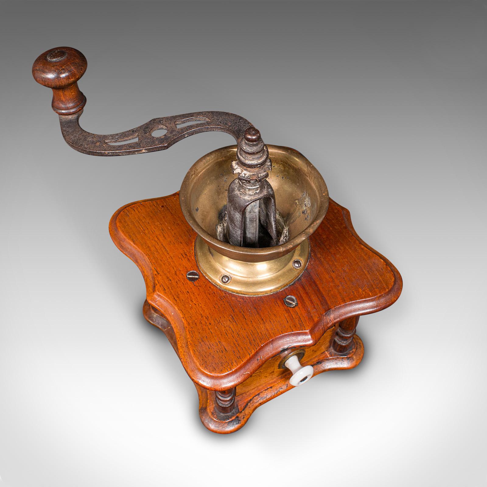 Vintage Manual Coffee Grinder, German, Oak, Rotary Bean Mill, Art Deco, C.1930 For Sale 1