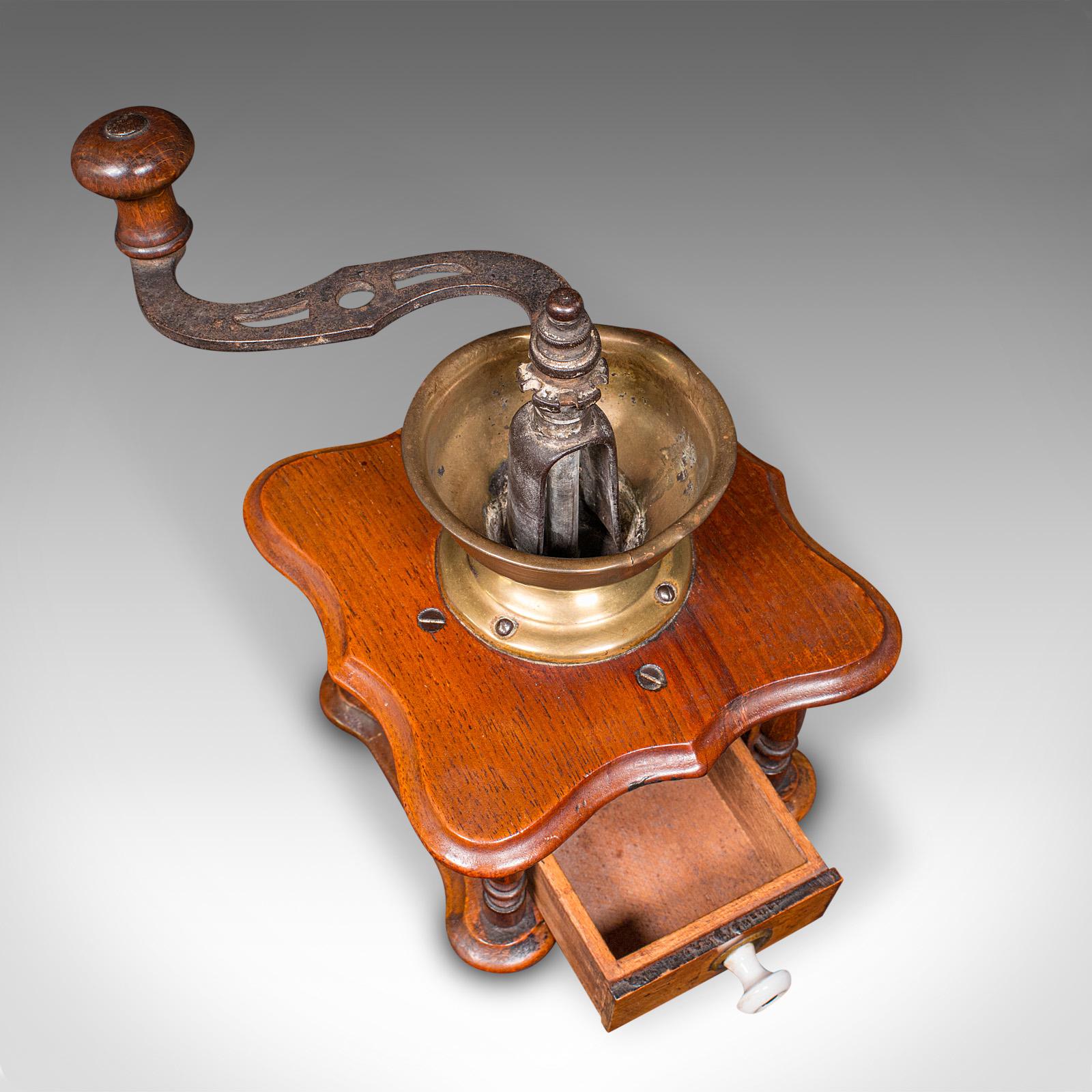 Vintage Manual Coffee Grinder, German, Oak, Rotary Bean Mill, Art Deco, C.1930 For Sale 2