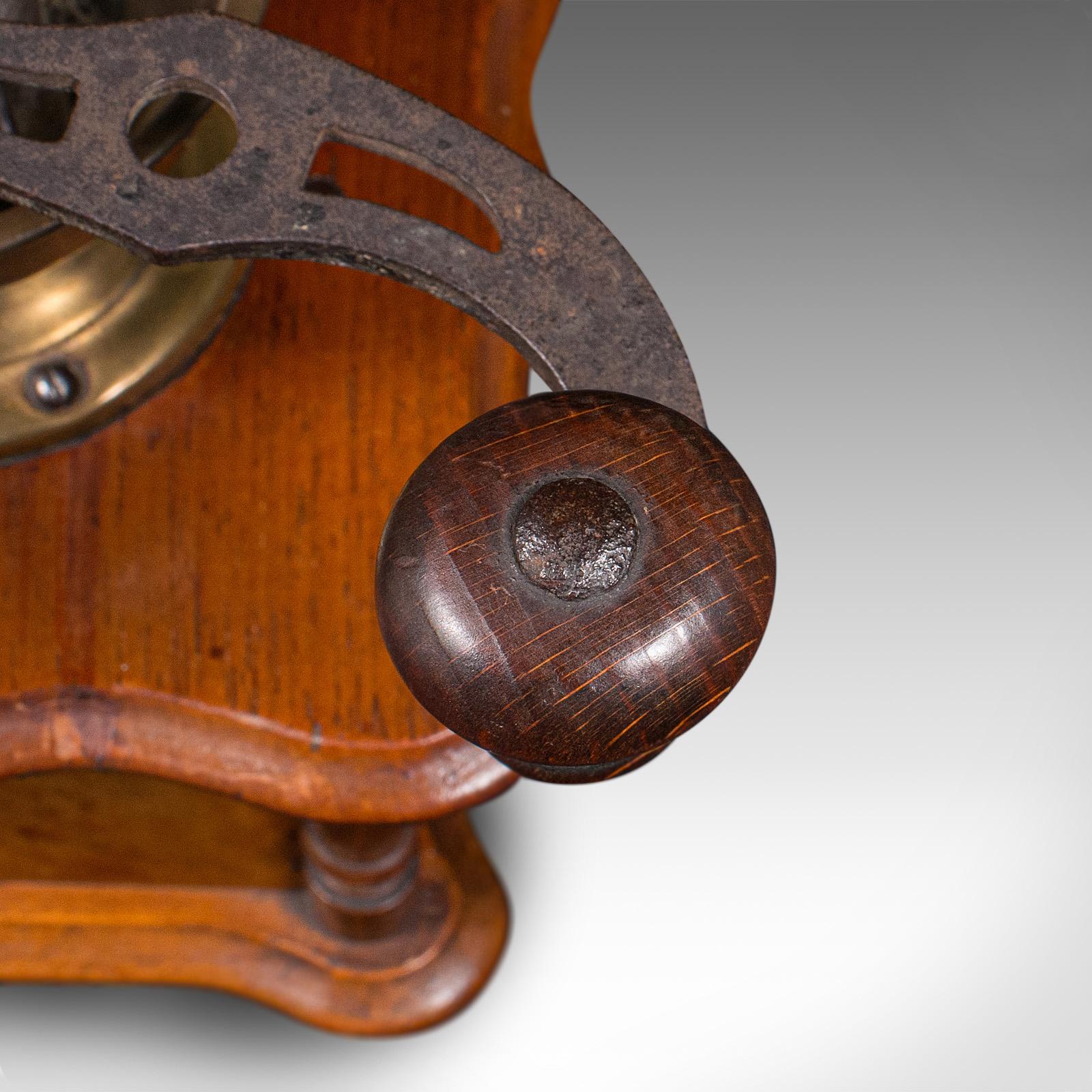 Vintage Manual Coffee Grinder, German, Oak, Rotary Bean Mill, Art Deco, C.1930 For Sale 4
