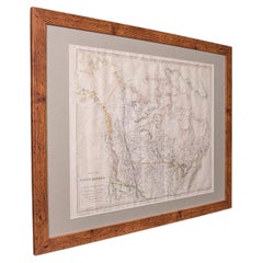 Vintage Map, British North America, Canadian, Reproduction, Framed Cartography