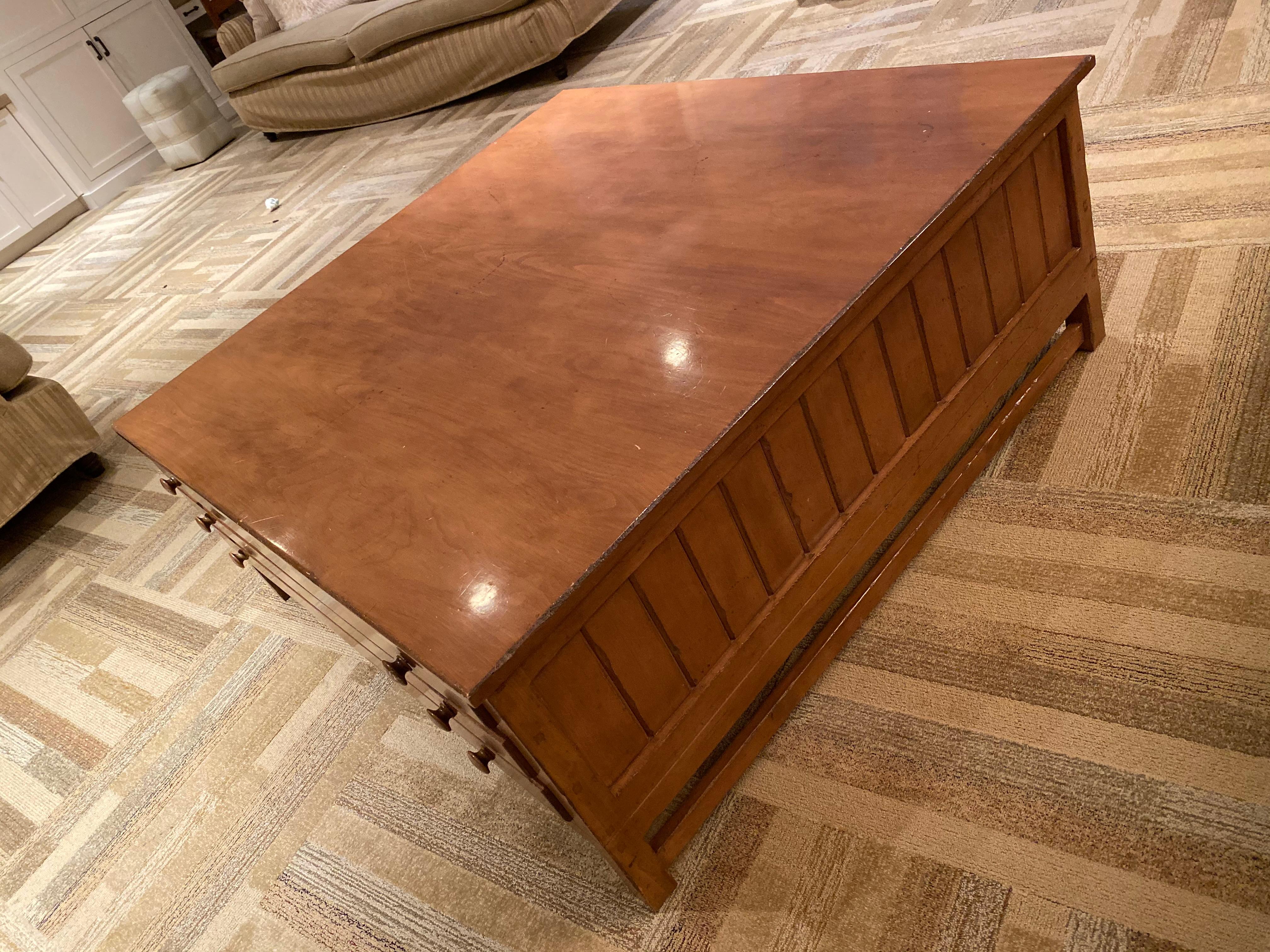 Vintage Map Drawer Coffee Table by Troy Wesnidge Inc In Good Condition For Sale In Chicago, IL