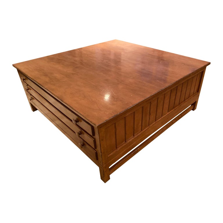 Vintage Map Drawer Coffee Table by Troy Wesnidge Inc For Sale at 1stDibs