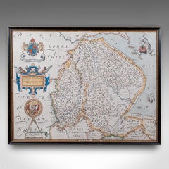 Vintage Map, Lincoln, Nottingham, English, After Christopher Saxton, Cartography