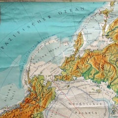 Vintage Map North Pole South Pole Polar Region Rollable Wall Chart