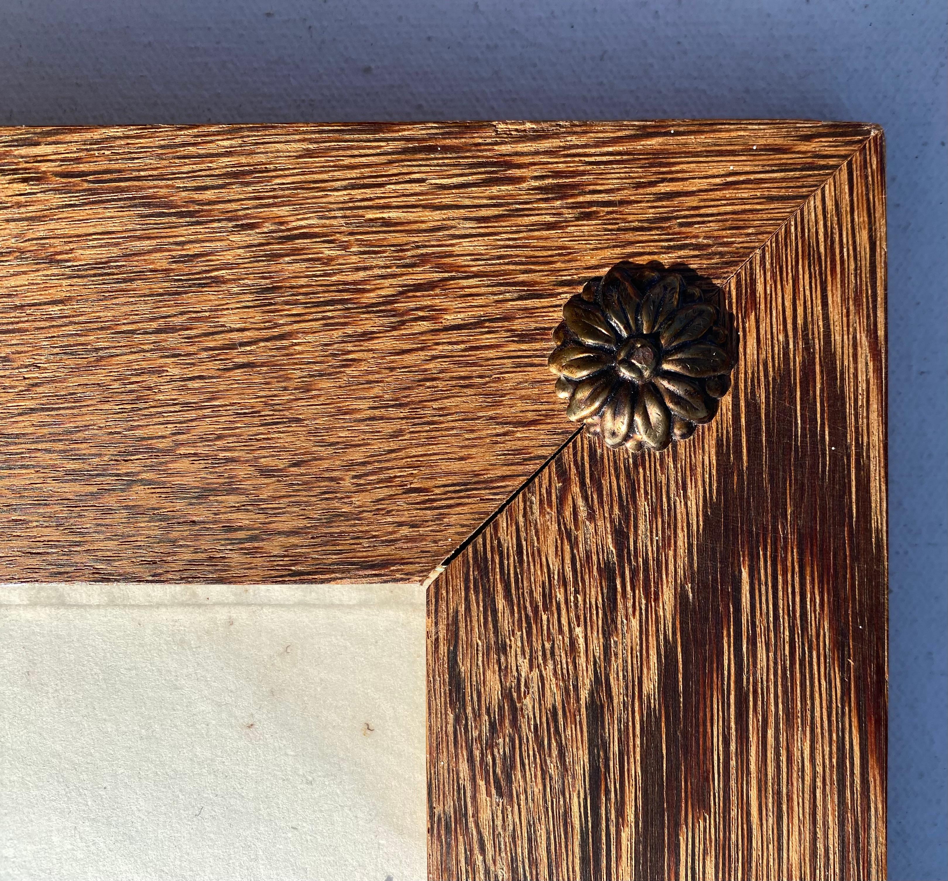 Mappa d'Europa d'epoca con cornice in Wood Freijo e rosette in ottone In condizioni buone in vendita a Miami, FL