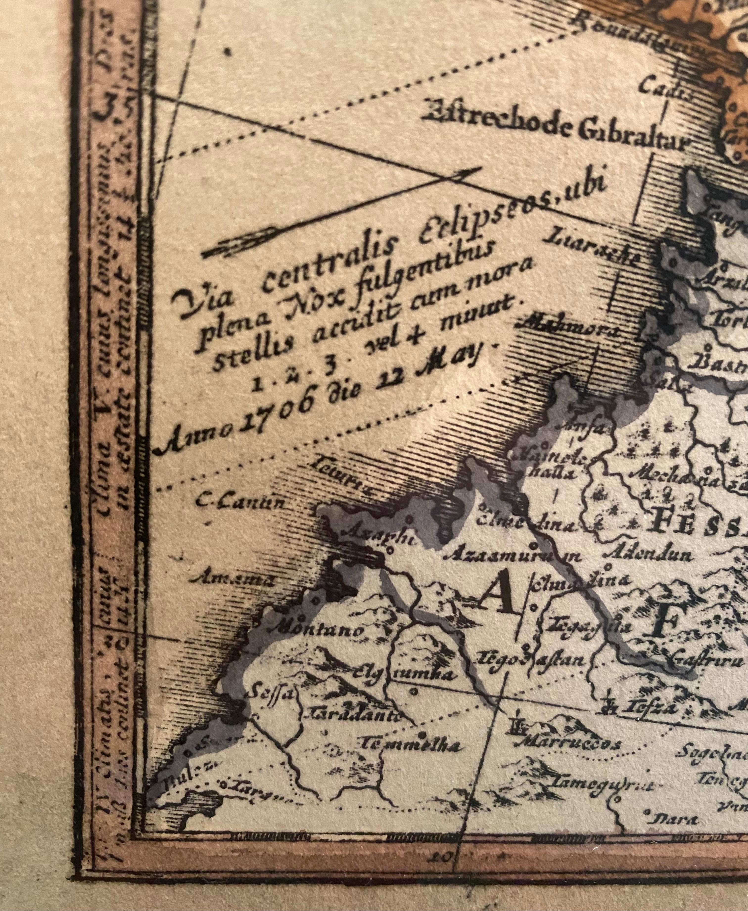Mappa d'Europa d'epoca con cornice in Wood Freijo e rosette in ottone in vendita 2