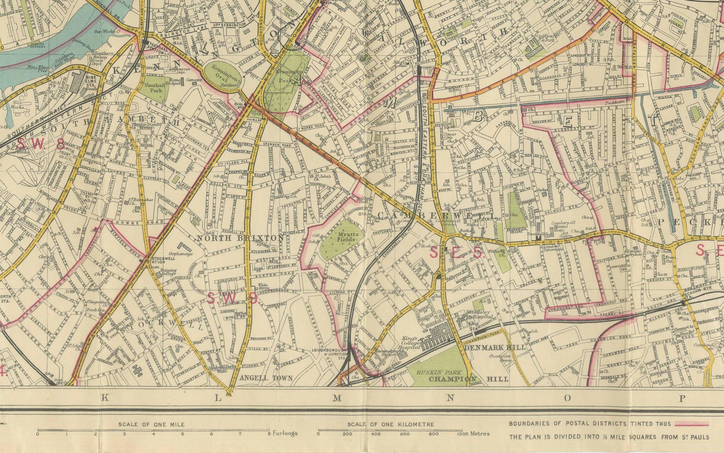 Vintage Map of London - Bartholomew's Plan of Central London, c.1929 Bon état - En vente à Langweer, NL