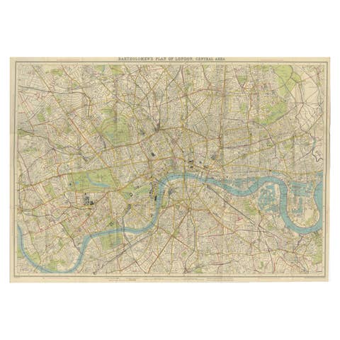 Vintage Map of London – Bartholomew’s Plan of Central London, c.1929