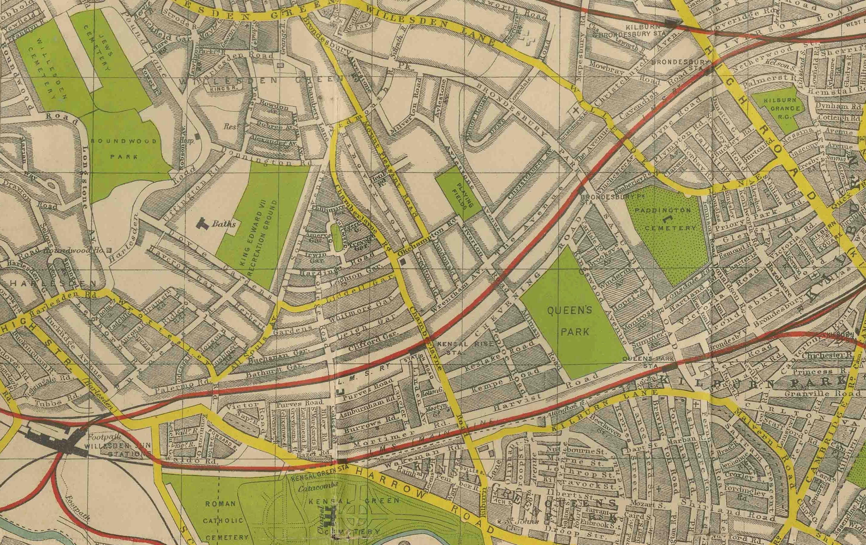Scozzese Mappa d'epoca di Londra - Mappa del centro di Londra con indicatore a nastro di Phillips, 1930 ca. in vendita