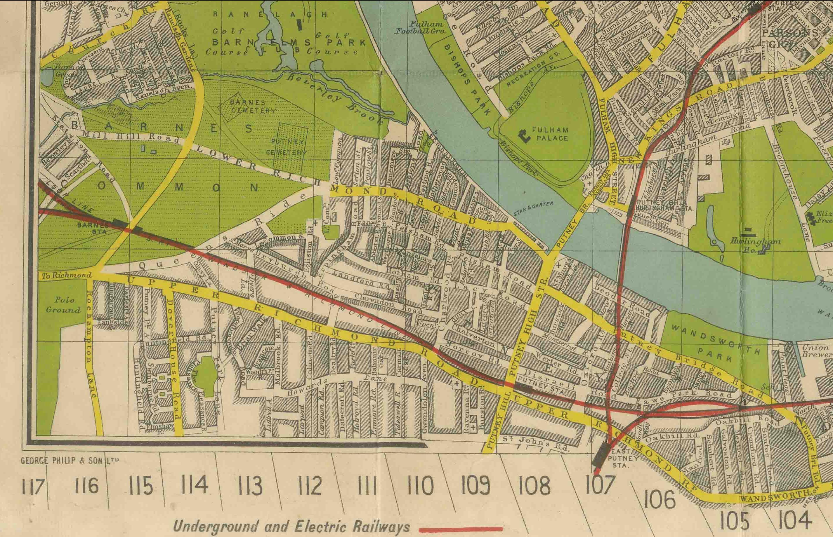 Carta Mappa d'epoca di Londra - Mappa del centro di Londra con indicatore a nastro di Phillips, 1930 ca. in vendita