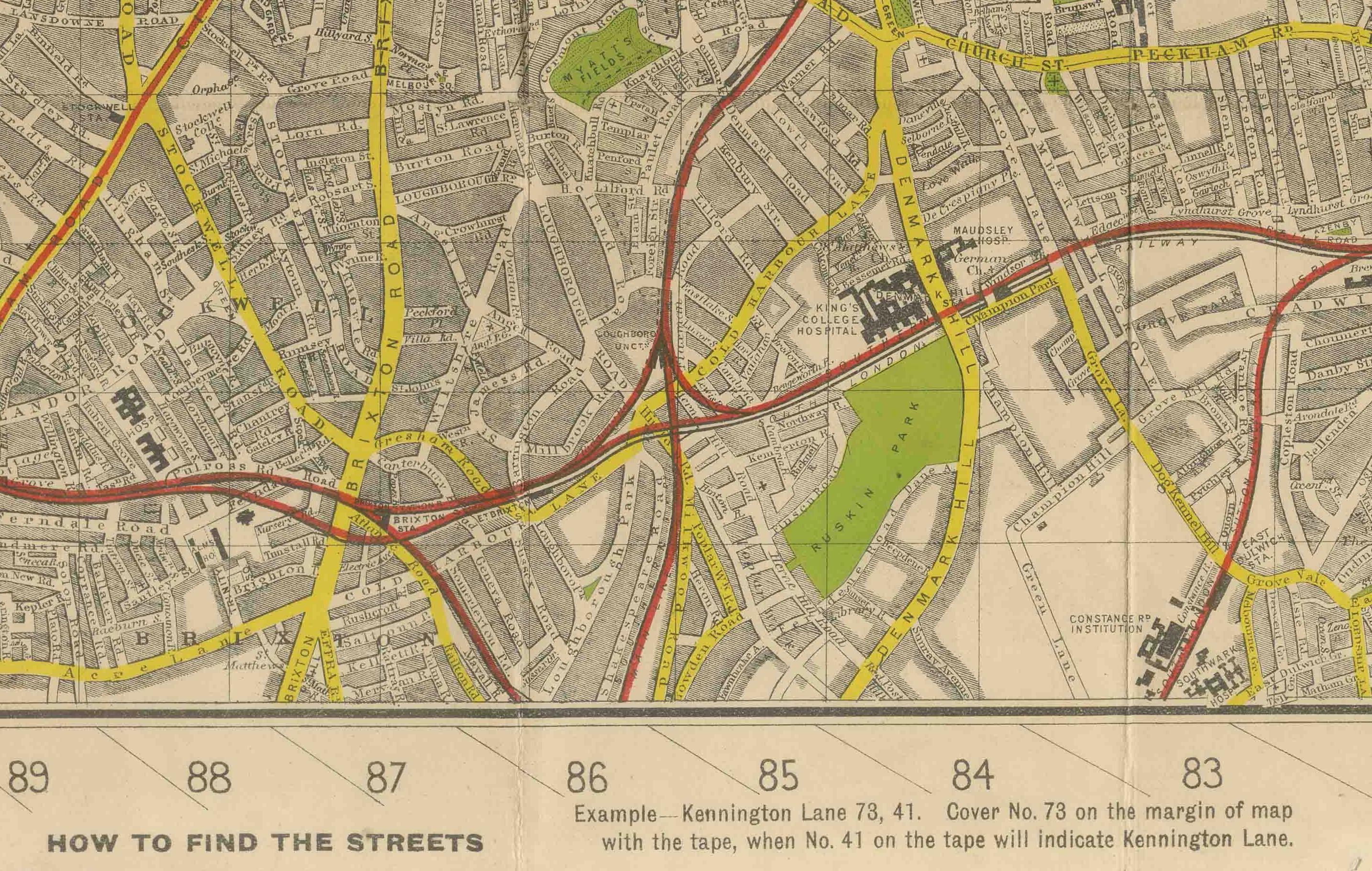 Mappa d'epoca di Londra - Mappa del centro di Londra con indicatore a nastro di Phillips, 1930 ca. in vendita 2