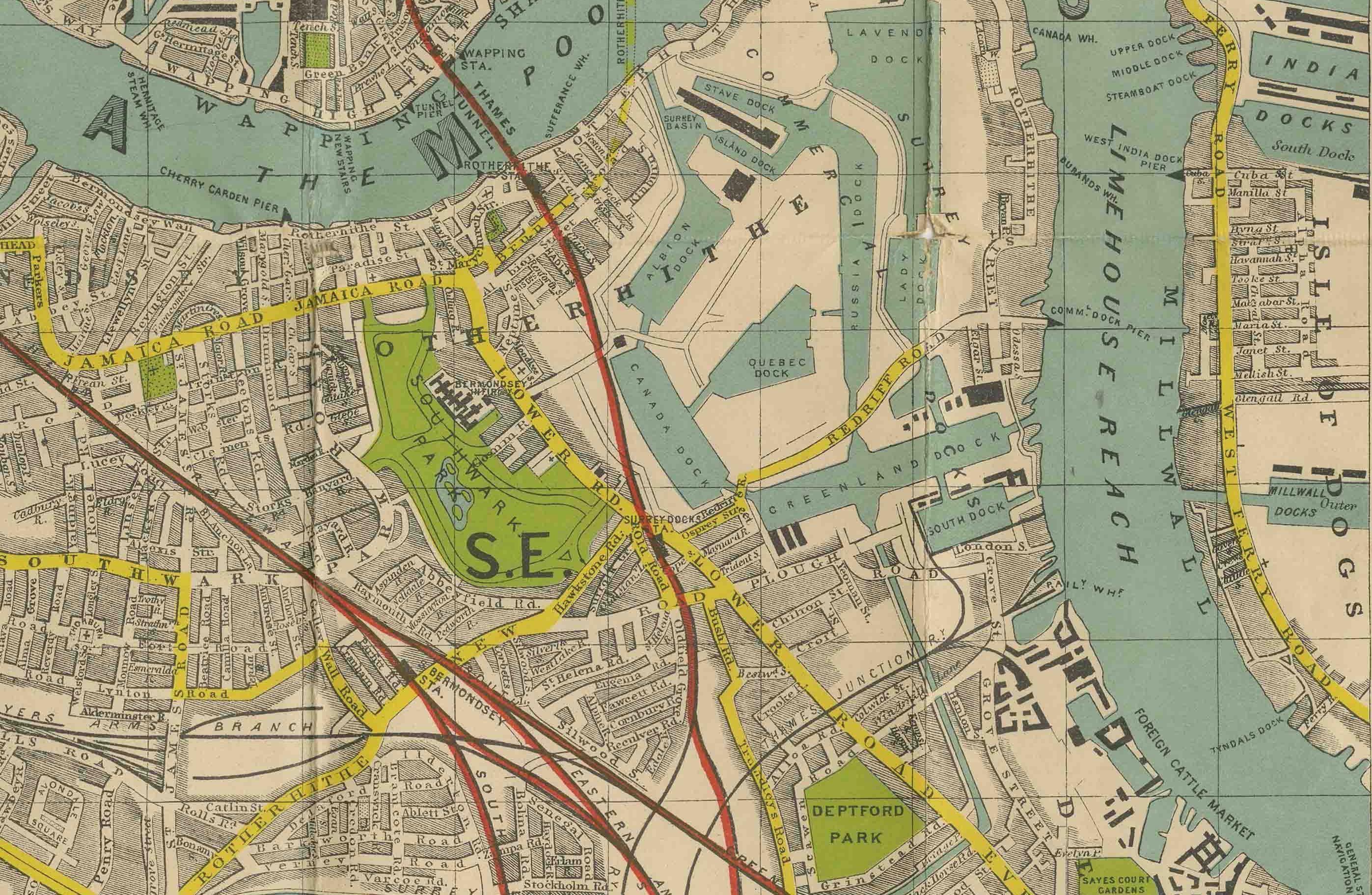 Mappa d'epoca di Londra - Mappa del centro di Londra con indicatore a nastro di Phillips, 1930 ca. in vendita 3