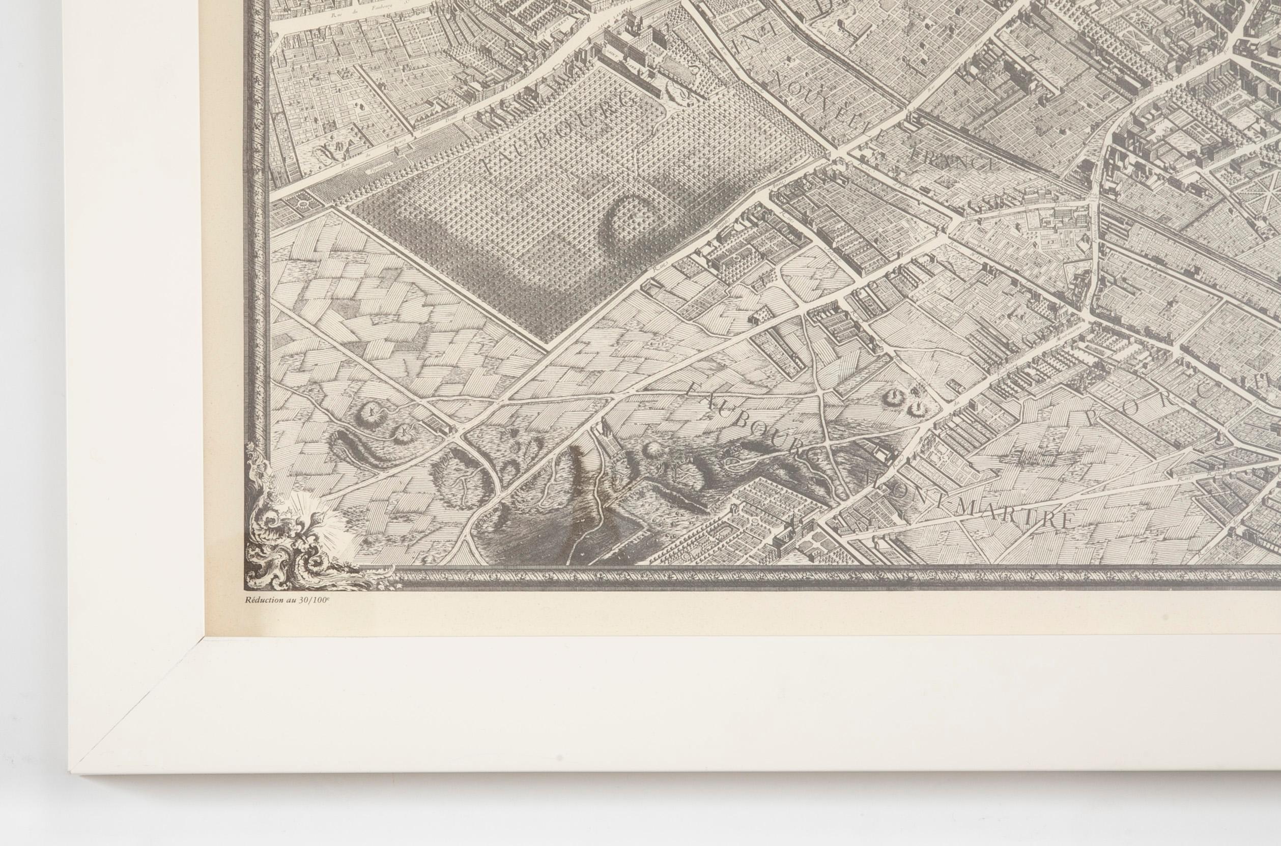 Mid-20th Century Vintage Map of Paris after the Original Turgot Plan of 1739