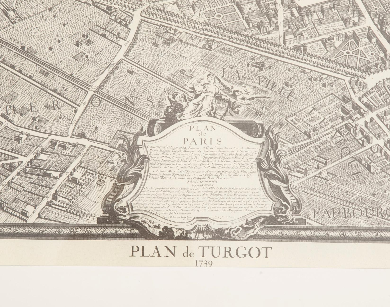 Paper Vintage Map of Paris after the Original Turgot Plan of 1739