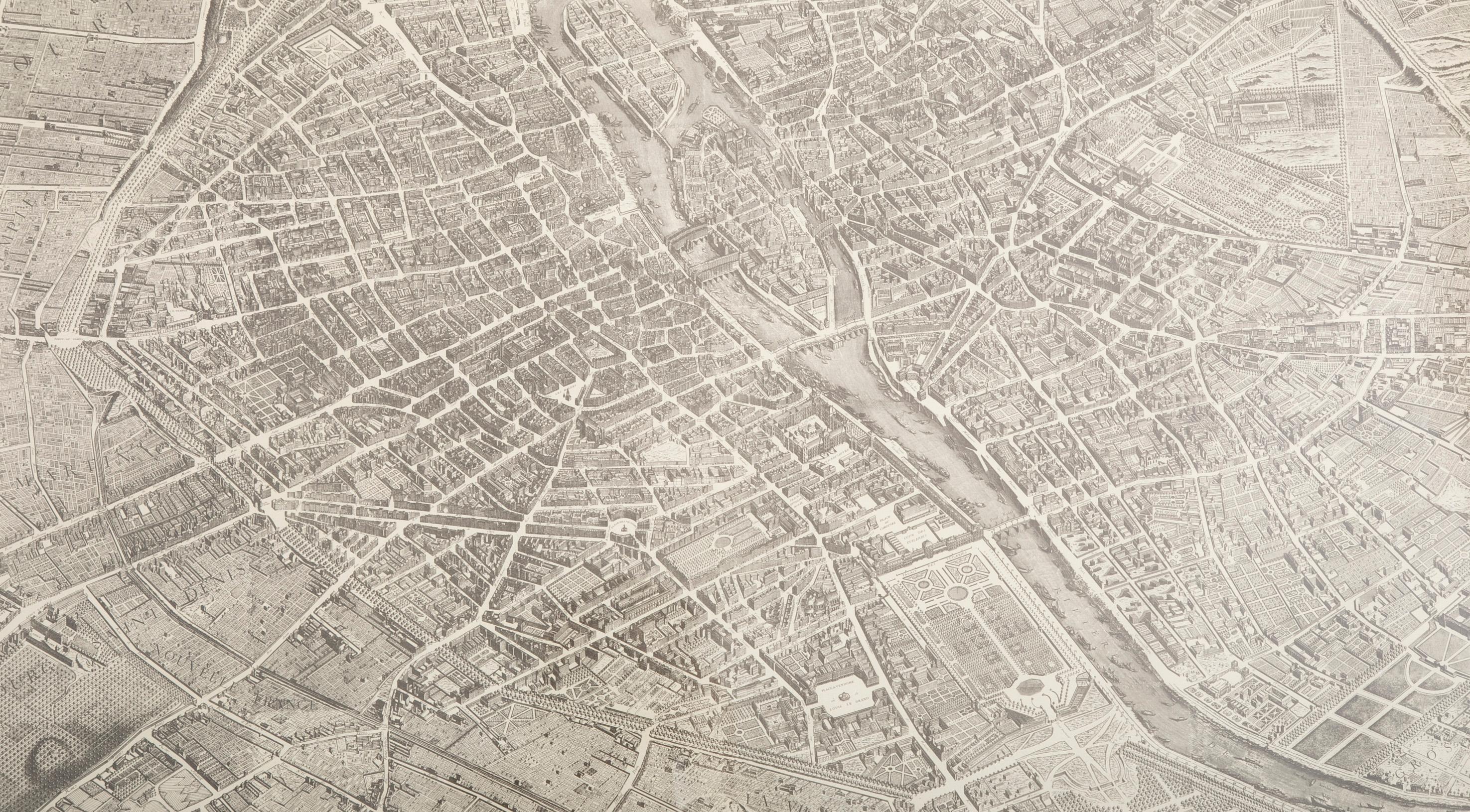Vintage Map of Paris after the Original Turgot Plan of 1739 2
