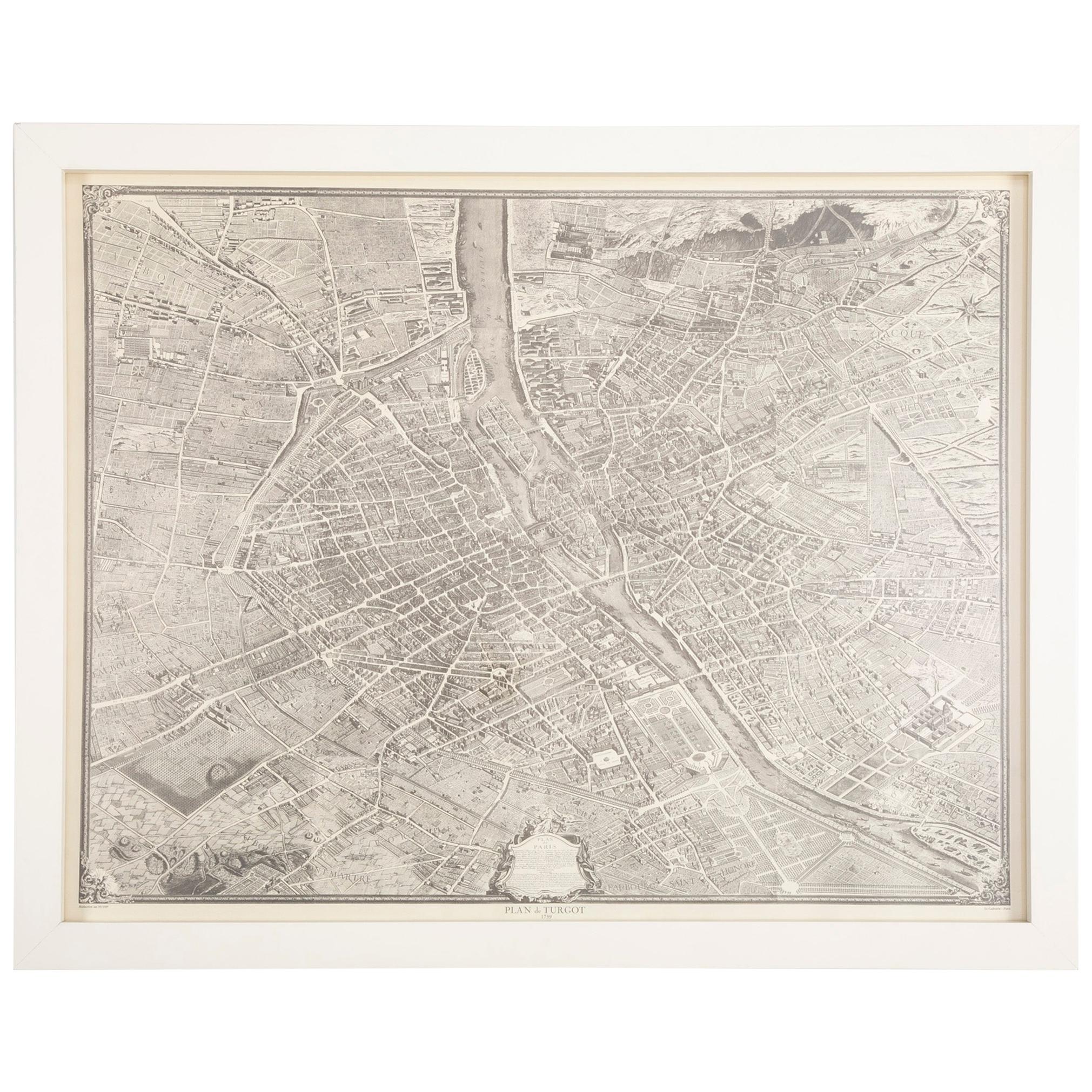 Vintage Map of Paris after the Original Turgot Plan of 1739