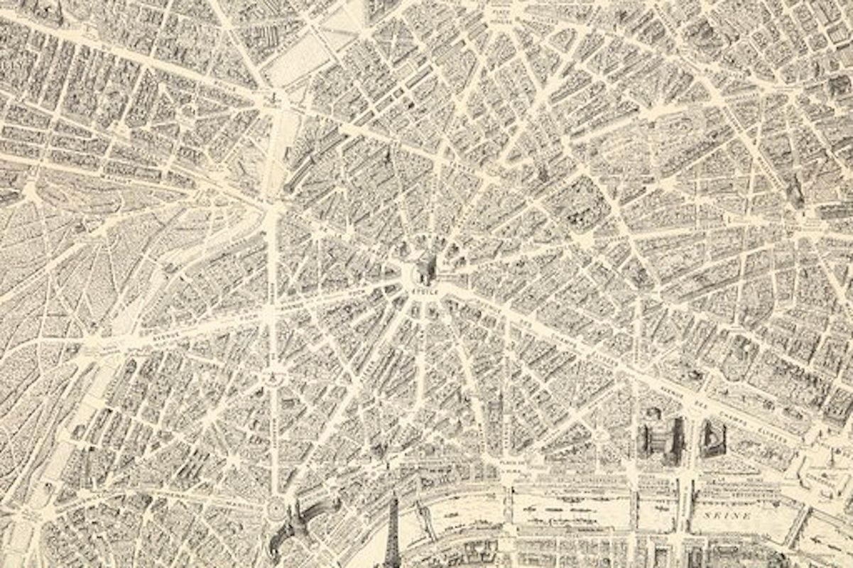 Français Vieille carte de Paris:: ca. 1950s:: 