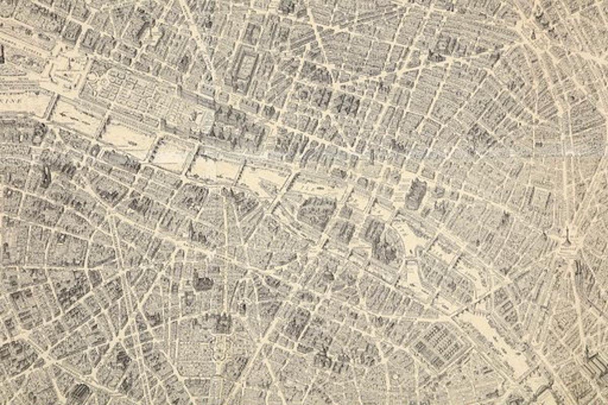 Milieu du XXe siècle Vieille carte de Paris:: ca. 1950s:: 