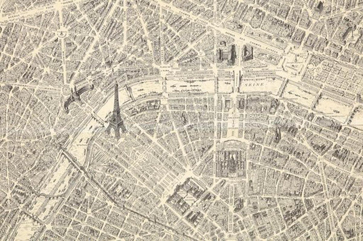 Vintage Map Of Paris Ca 1950s Plan De Paris A Vol D Oiseau For Sale At 1stdibs