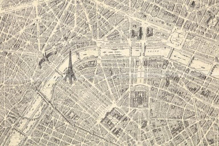 Vintage Map of Paris, ca. 1950s, 