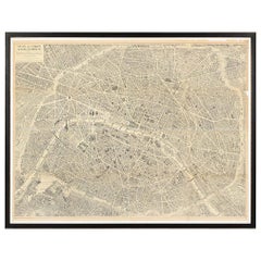 Vintage Map of Paris, ca. 1950s, "Plan de Paris à vol d'oiseau"