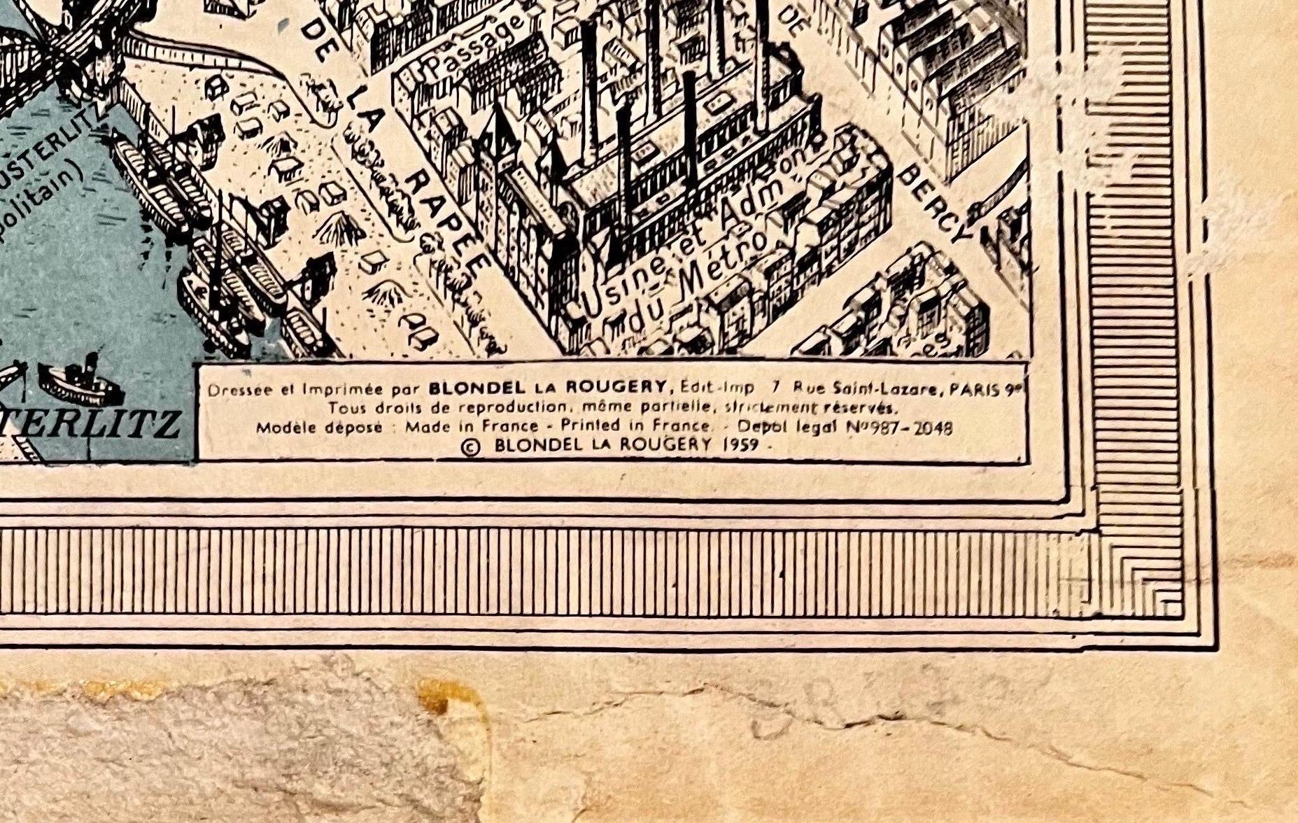 Mid-Century Modern Vintage Map of Paris 