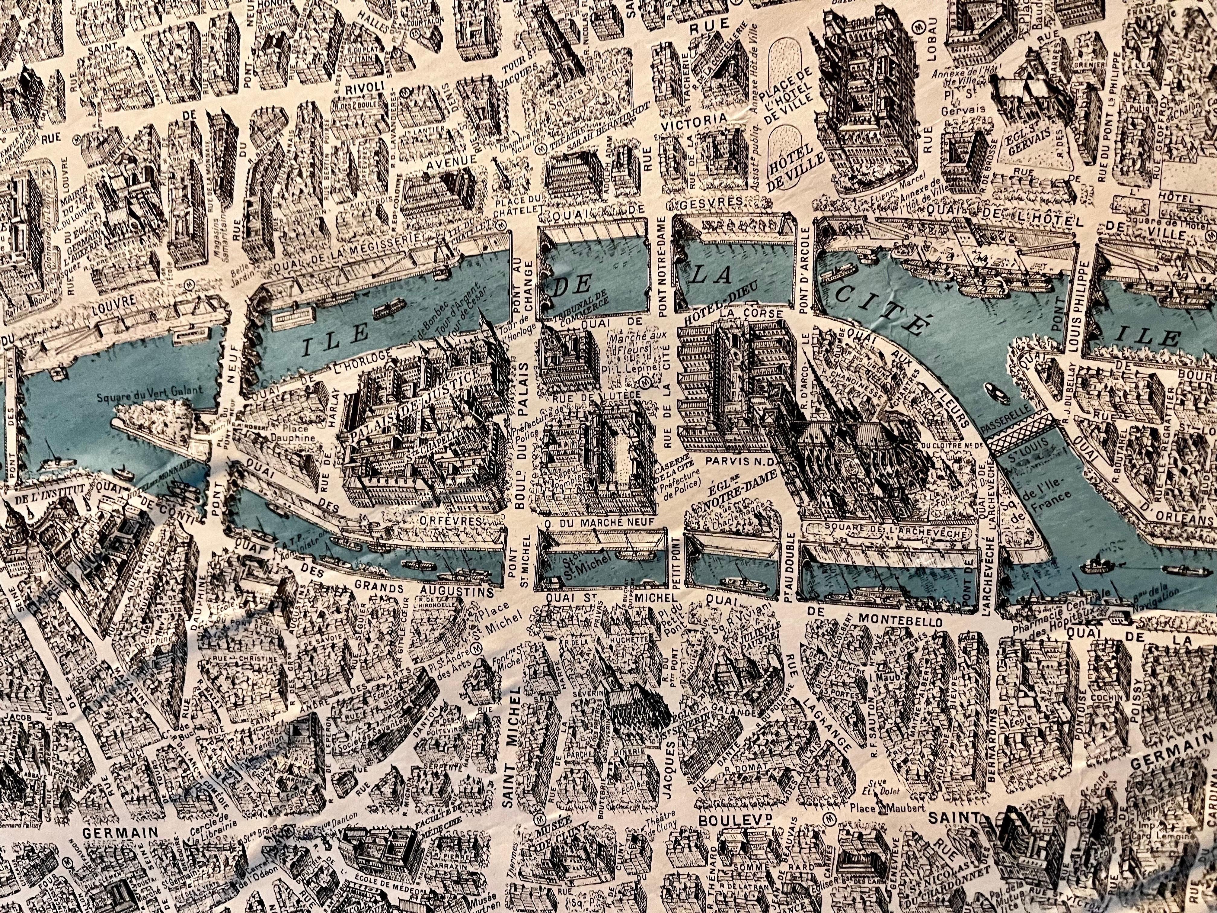 Linen Vintage Map of Paris 