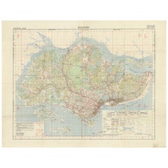 Vintage Map of Singapore Published by D Survey War Office & Air Ministry, 1958
