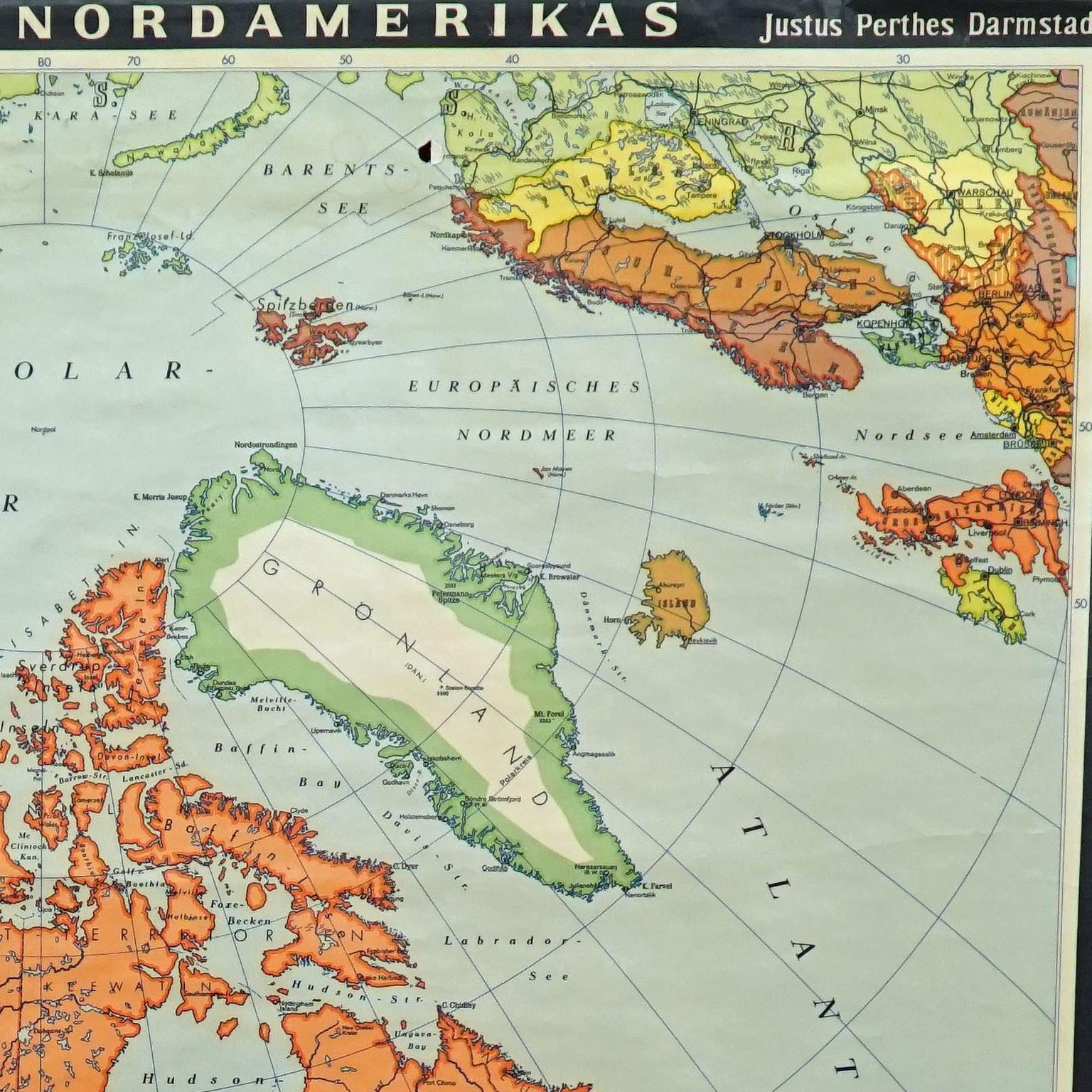 Rollbares Wandkartenplakat „Countries of North America“ von (Land) im Angebot