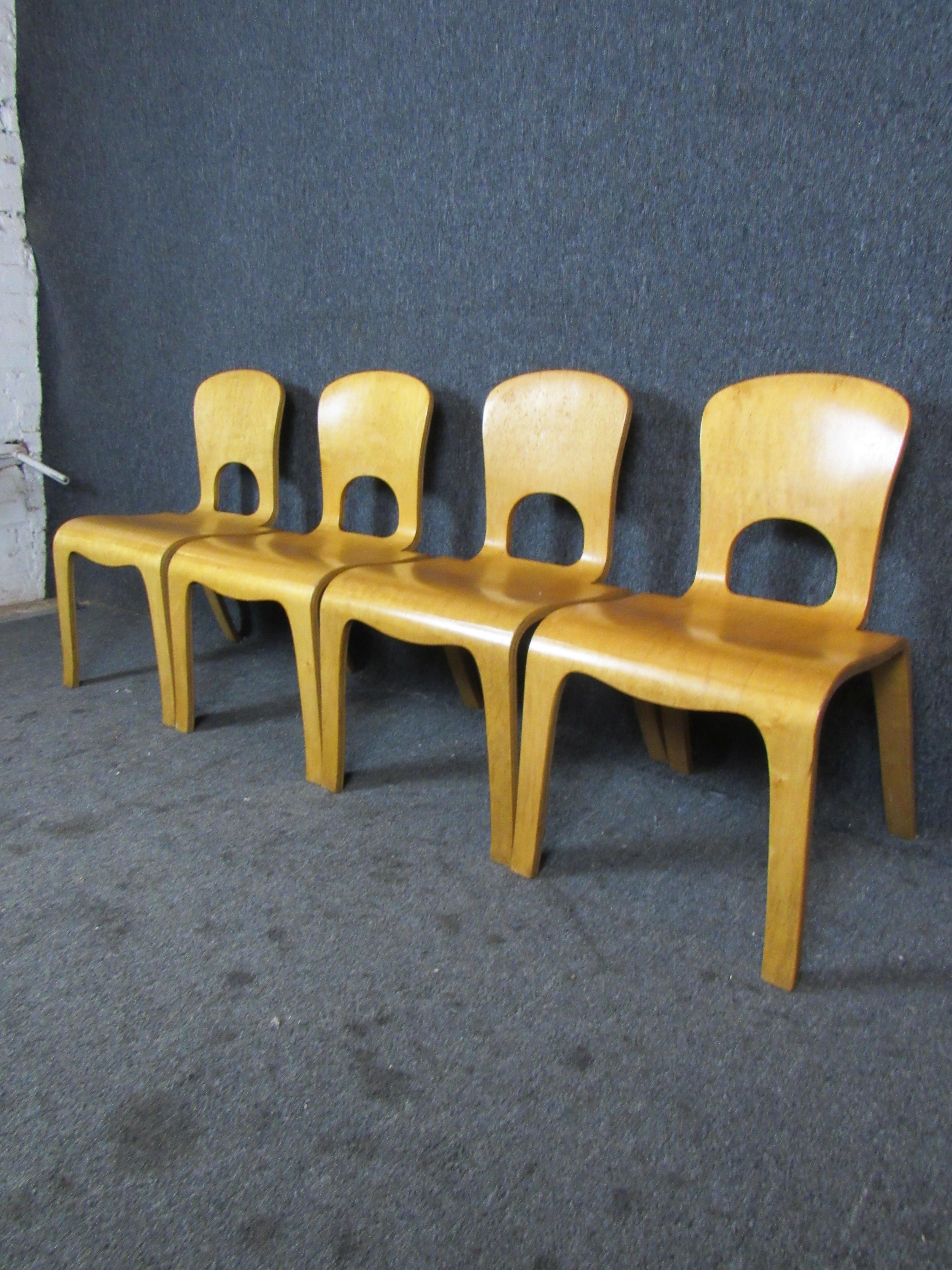 Mid-Century Modern Vintage Maple Bentwood Woodcrest Children's Chairs