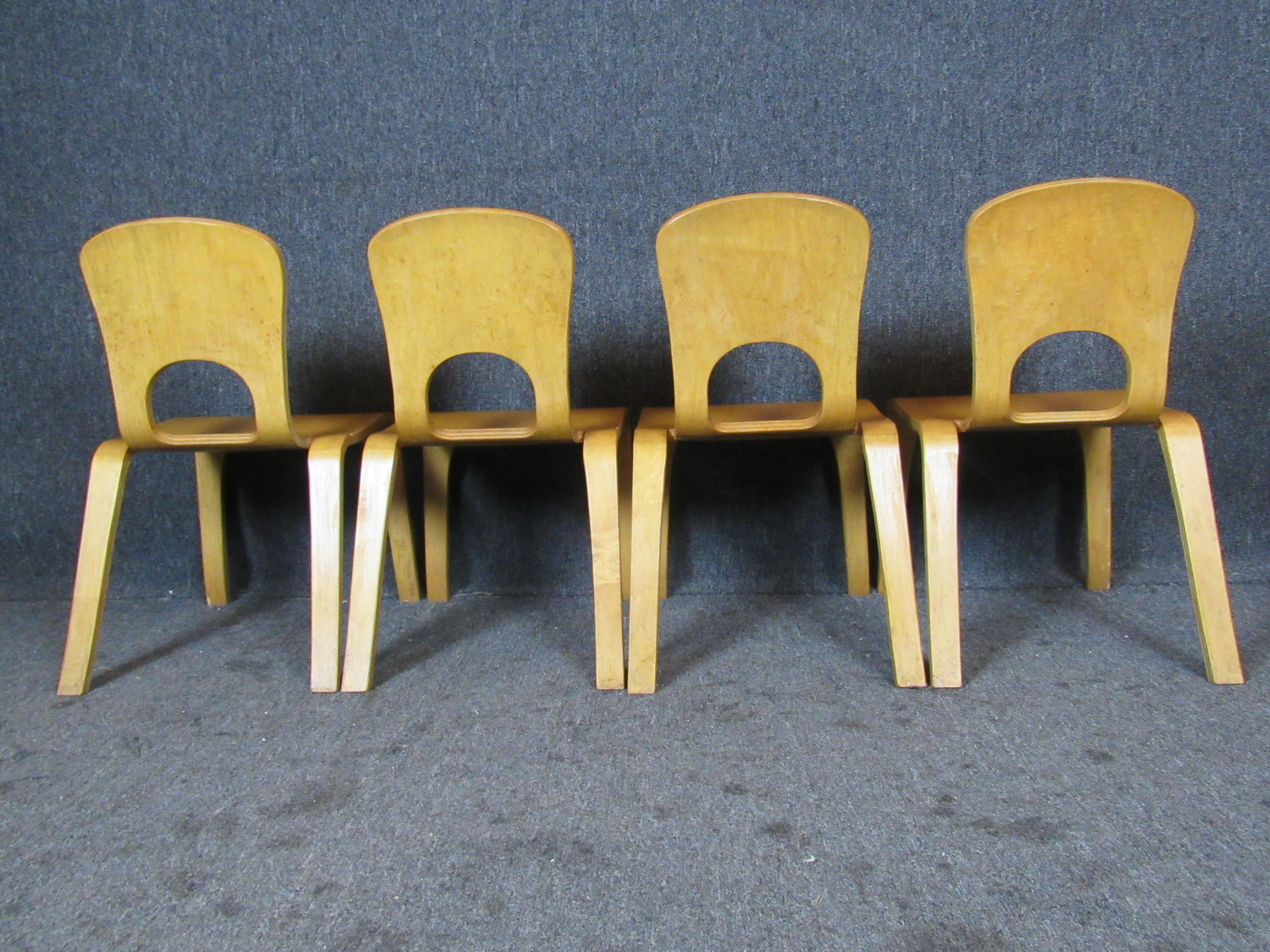 20th Century Vintage Maple Bentwood Woodcrest Children's Chairs
