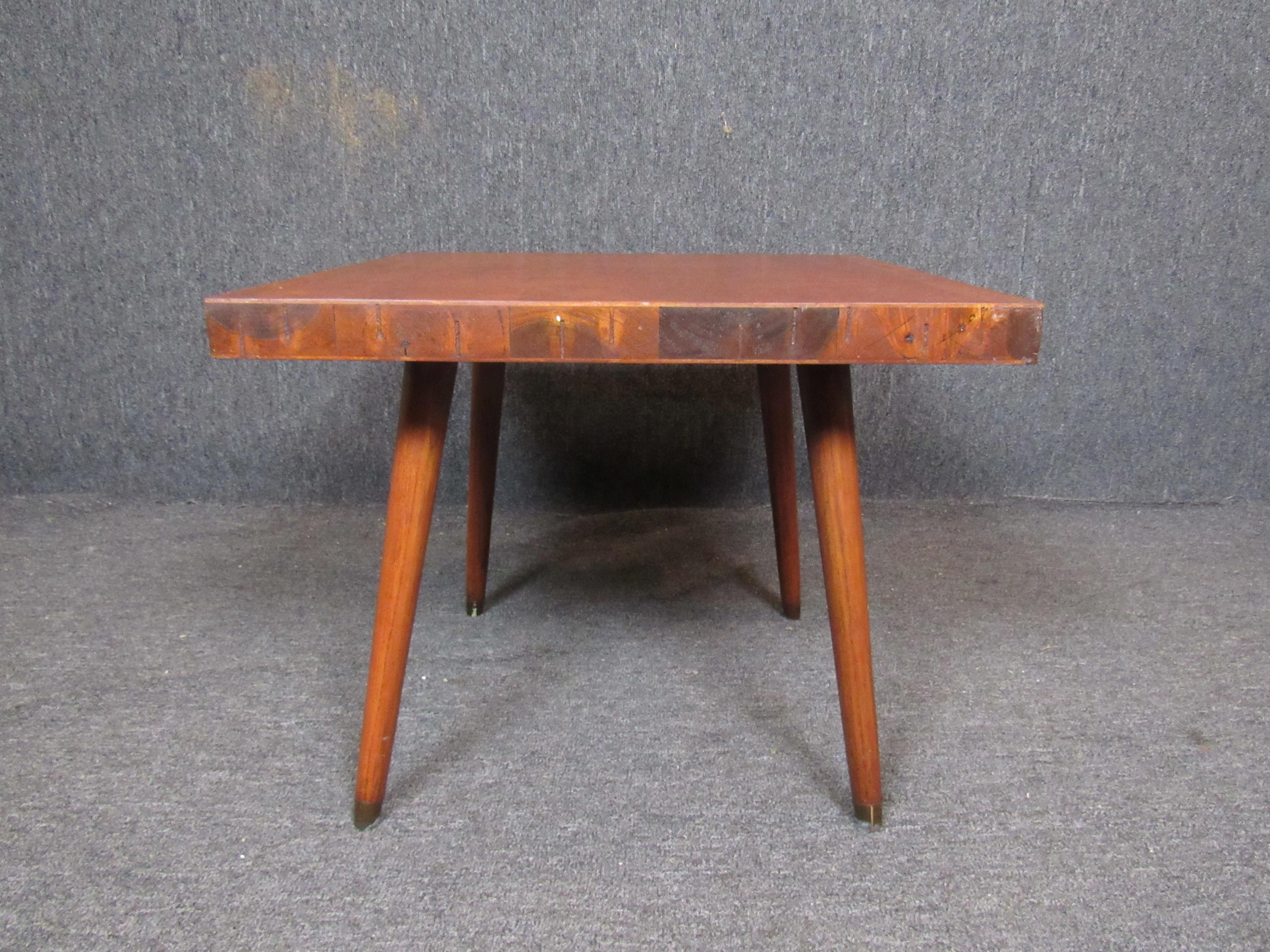 Mid-Century Modern Vintage Maple & Brass Table in the Style of Paul McCobb For Sale