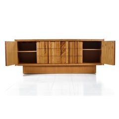Vintage Maple Burl Walnut Rosewood and Oak Brutalist Credenza Dresser